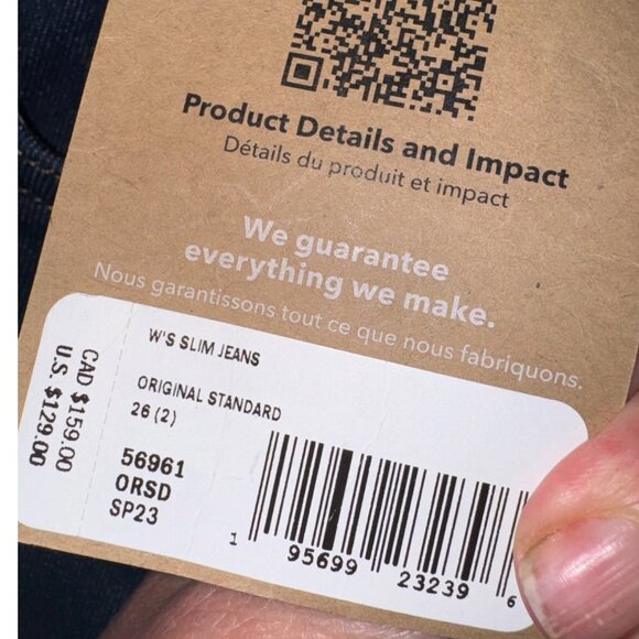 NWT Patagonia Womens Slim Jeans Dark Wash 26 Sustainable Stretch Denim Casual - Picture 5 of 9